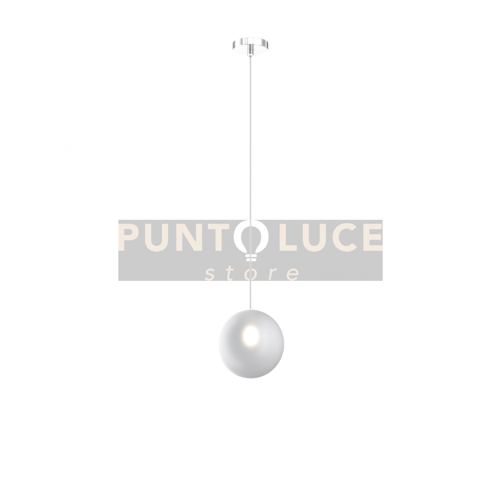 SOSPENSIONE CROMO 1 LUCE VETRO BIANCO FOG 1184CR-S1-BF