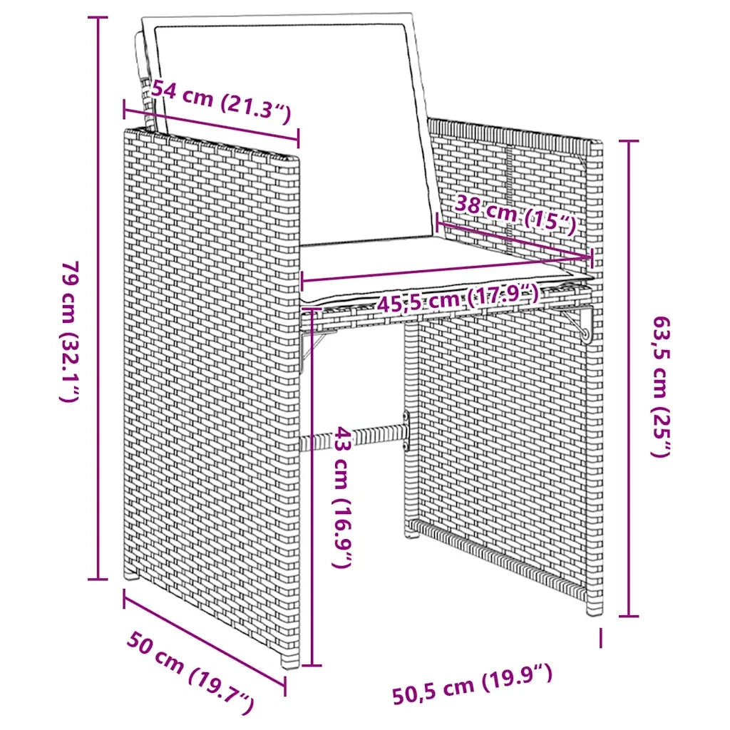 Set da Pranzo per Giardino con cuscino 5 pcs Grigio polyrattan 3380002