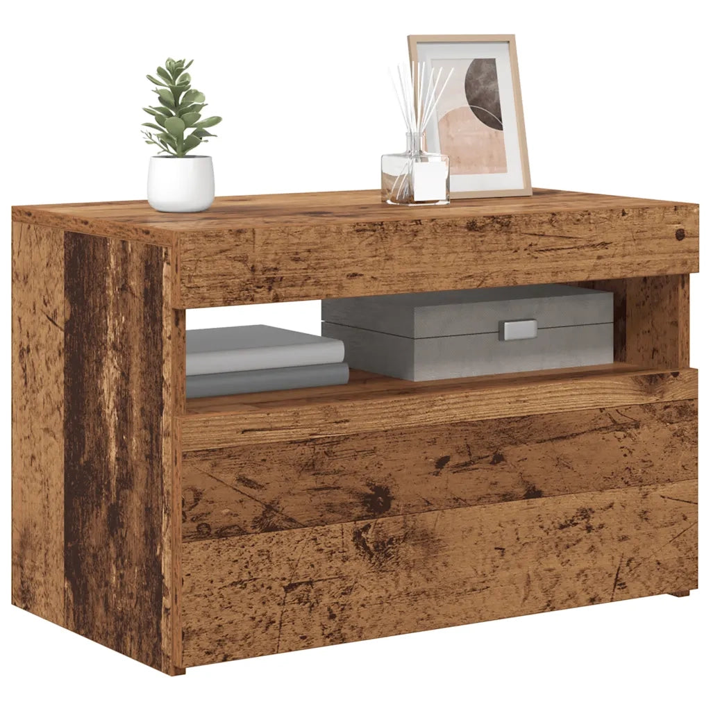Mobile Porta TV con LED Legno Antico 60x35x40 cm Multistrato
