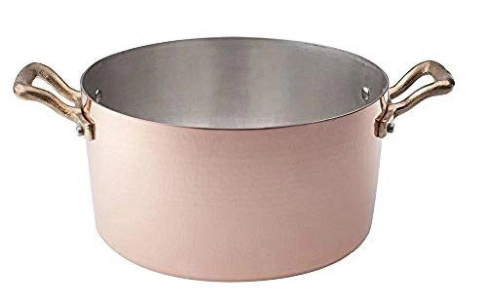 Casseruola in Rame Martellato con due Maniglie in Ottone 18 cm Agnelli