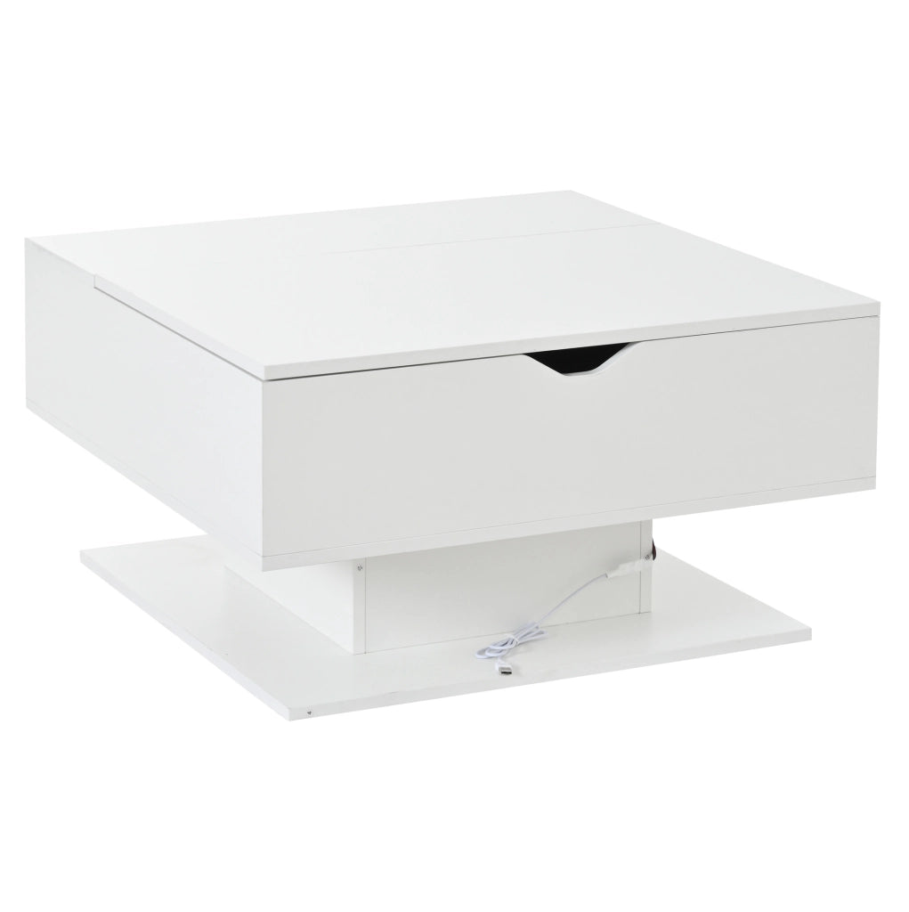 Tavolino sollevabile con illuminazione a LED e spazio contenitivo