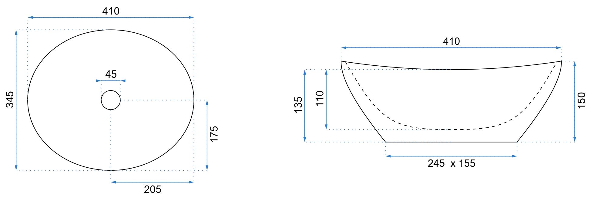 Lavabo Da Appoggio Rea Sofia White Black