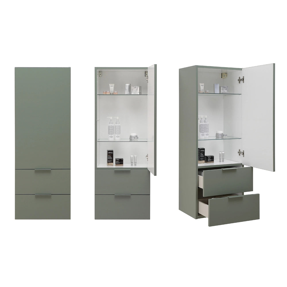 Colonna bagno sospesa 110 cm salvia opaco con anta e cassetti Matisse