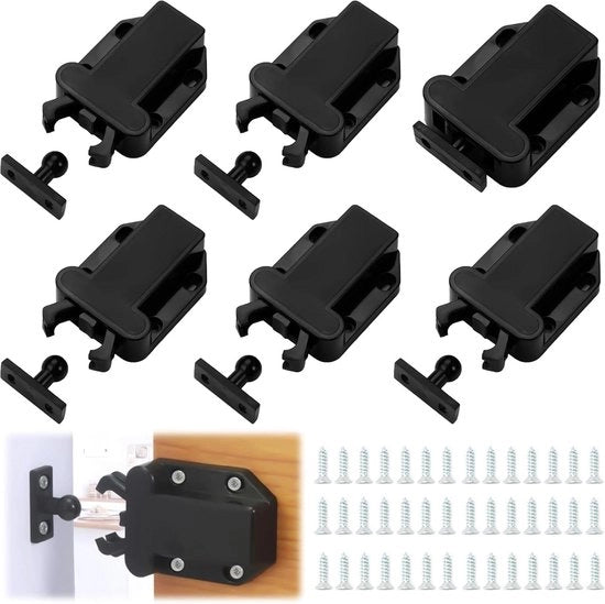 6 pezzi di blocco automatico touch per porte finestre, porte di armadio, ante di finestra.