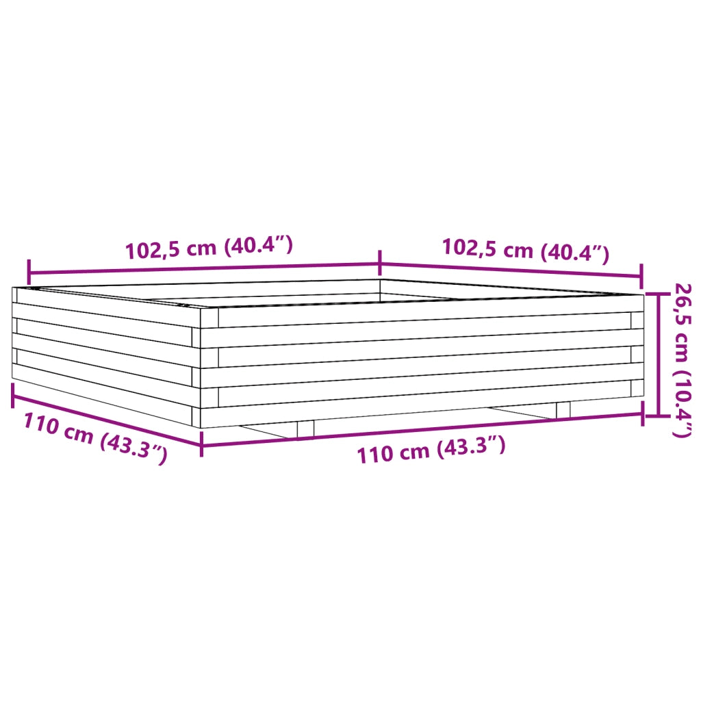Fioriera da Giardino Bianca 110x110x26,5 cm in Legno di Pino 847324