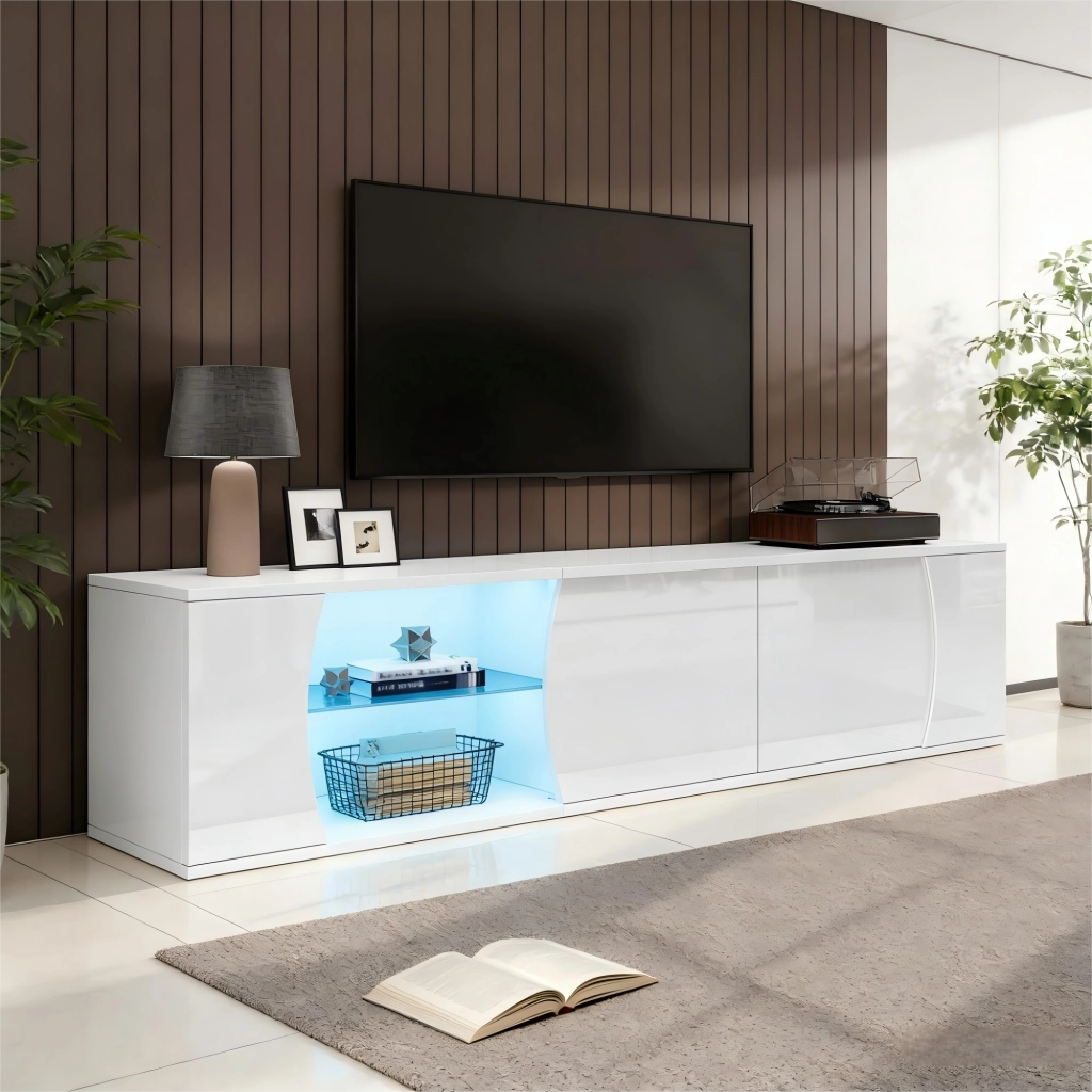 Cassettiera per TV Bianca in Truciolare Lunghezza 180 cm