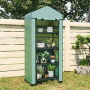 Mini serra da giardino con 4 ripiani, 69 x 50 x 165 cm, verde