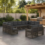 Set Divano da Giardino 12 pz Grigio e Grigio Scuro polyrattan 3435269