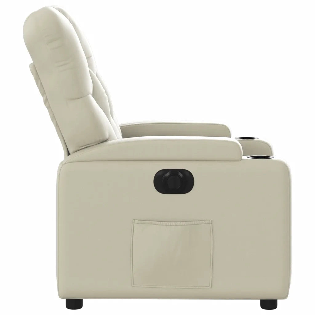 Poltrona | Sedia Relax Reclinabile Elettrica Crema in Similpelle