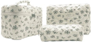 Set di tre grandi borse da toilette per donne, borse da viaggio con fiori, borse da toilette per ragazze con cura della pelle e trucco, borse da toilette per donne, borse da toilette estetiche (modello B)