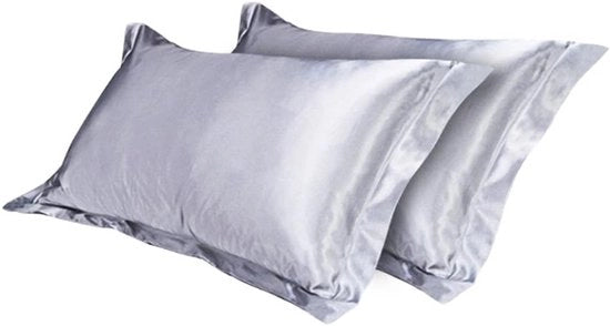Set di cuscini di seta di 2 - 50x75CM - Sottile e senza rughe - Grigio