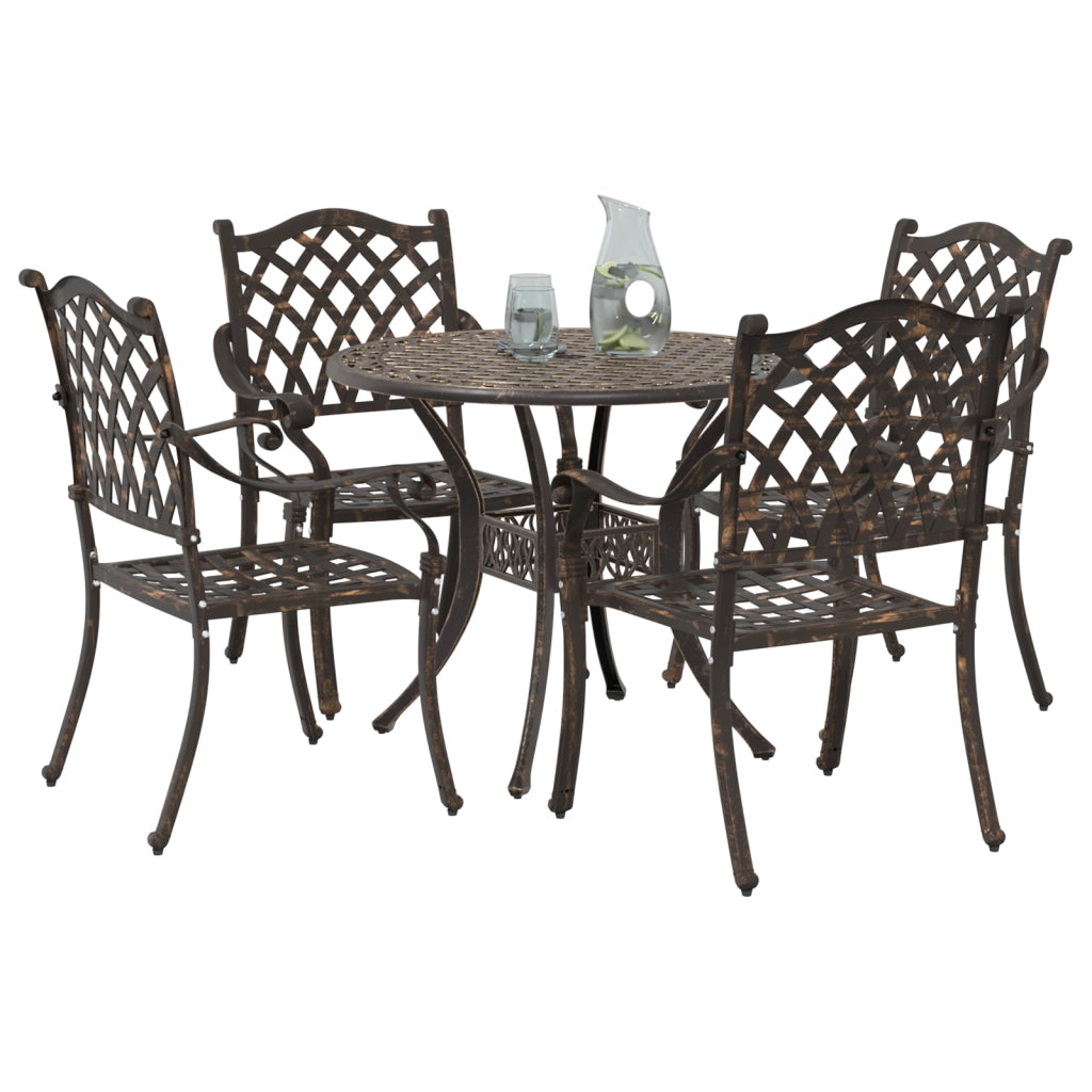 Set da Pranzo da Giardino in 5 Pezzi in Alluminio pressofuso Bronzo