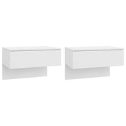 Set di 2 Comodini | Armadio da Notte | Mobiletto da notte a Muro Bianco Lucido