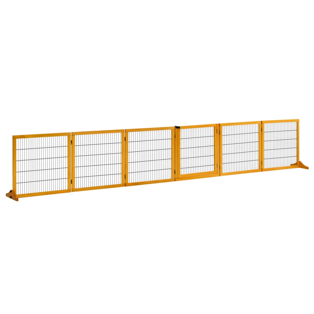 Barriera per cani pieghevole 6 pannelli ¨C zephmum ¨C giallo 432x36x70 cm