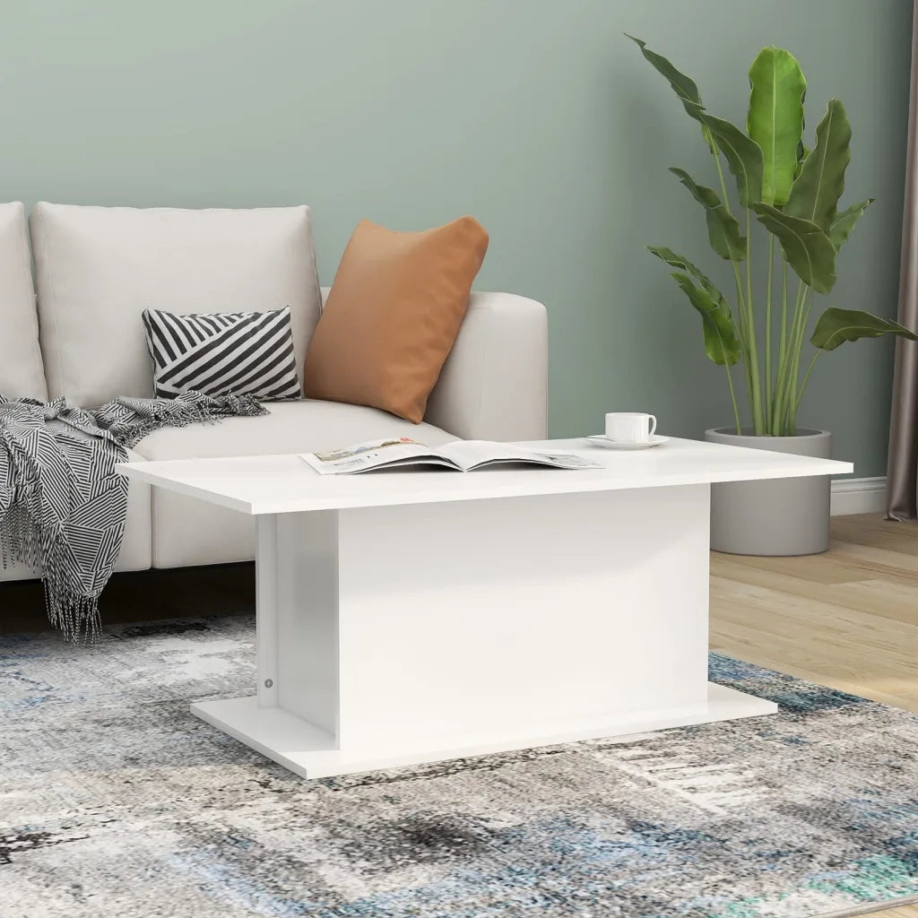 Tavolino da Salotto Bianco 102x55,5x40 cm in Truciolato 810307