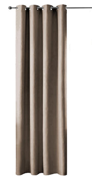 Tenda Porta Finestra 140x280 Cm Raso Sintetico 1 Pannello Coprente Occhielli Acciaio Tortora