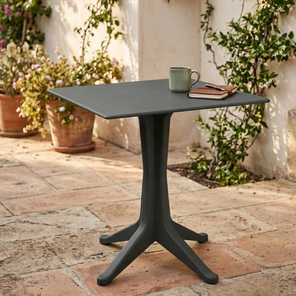 Tavolo da esterno Agostini, Tavolo quadrato fisso, Tavolino da giardino multiuso, 100% Made in Italy, Cm 70x70h72, Antracite