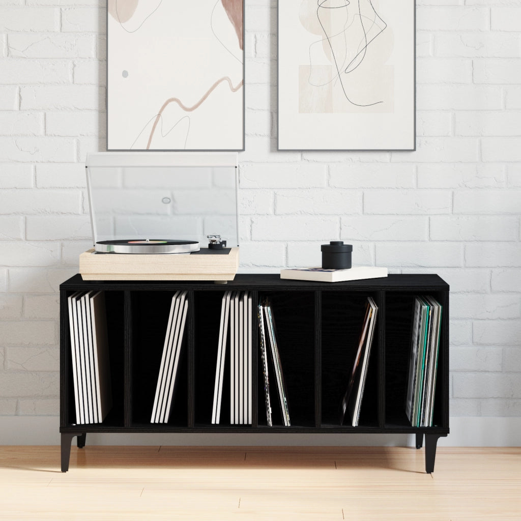 Mobile per Vinili Rovere Nera - 100x38x48 cm in Legno Ingegnerizzato
