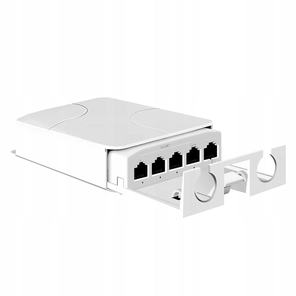 Ripetitore PoE Esterno NetExtender POE5X – 5 Porte RJ45 | 10/100 Mbps | 4x15W | IP55 | Per Telecamere e Access Point