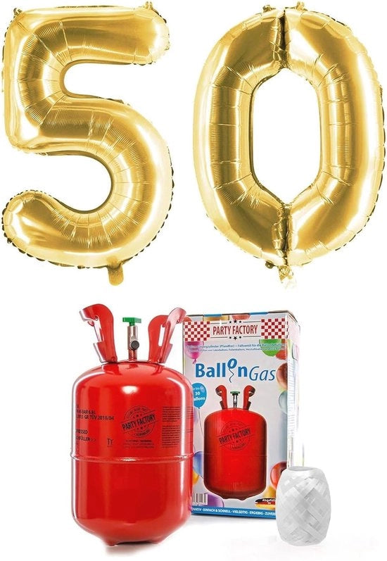 Set di compleanno per il 50° anniversario con palloni XXL e gas per palloni