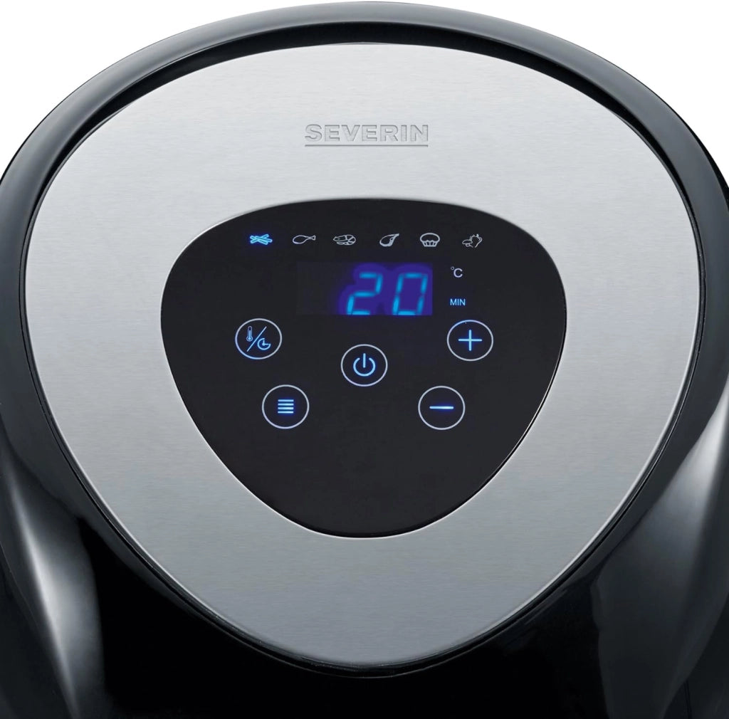 Severin fr 2430 friggitrice ad aria calda 1500w, friggitrice ad aria cestello da 3.2 l, 6 programmi automatici senza olio, friggitrice ad aria elettrica con display touch lcd, nero
