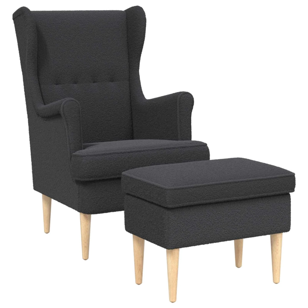 Poltrona con Ottomano 2 pz Grigio Scuro Bouclé 3418836