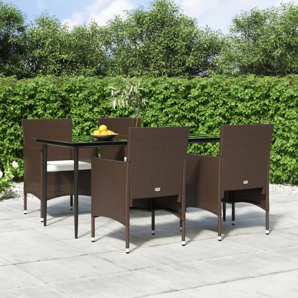 Set da Pranzo da Giardino 5 pz con Cuscini Marrone e Nero cod mxl 35464
