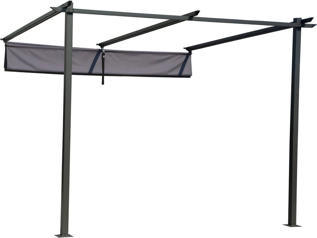 Pergola con tetto retrattile - 3 x 3 m - grigio antracite