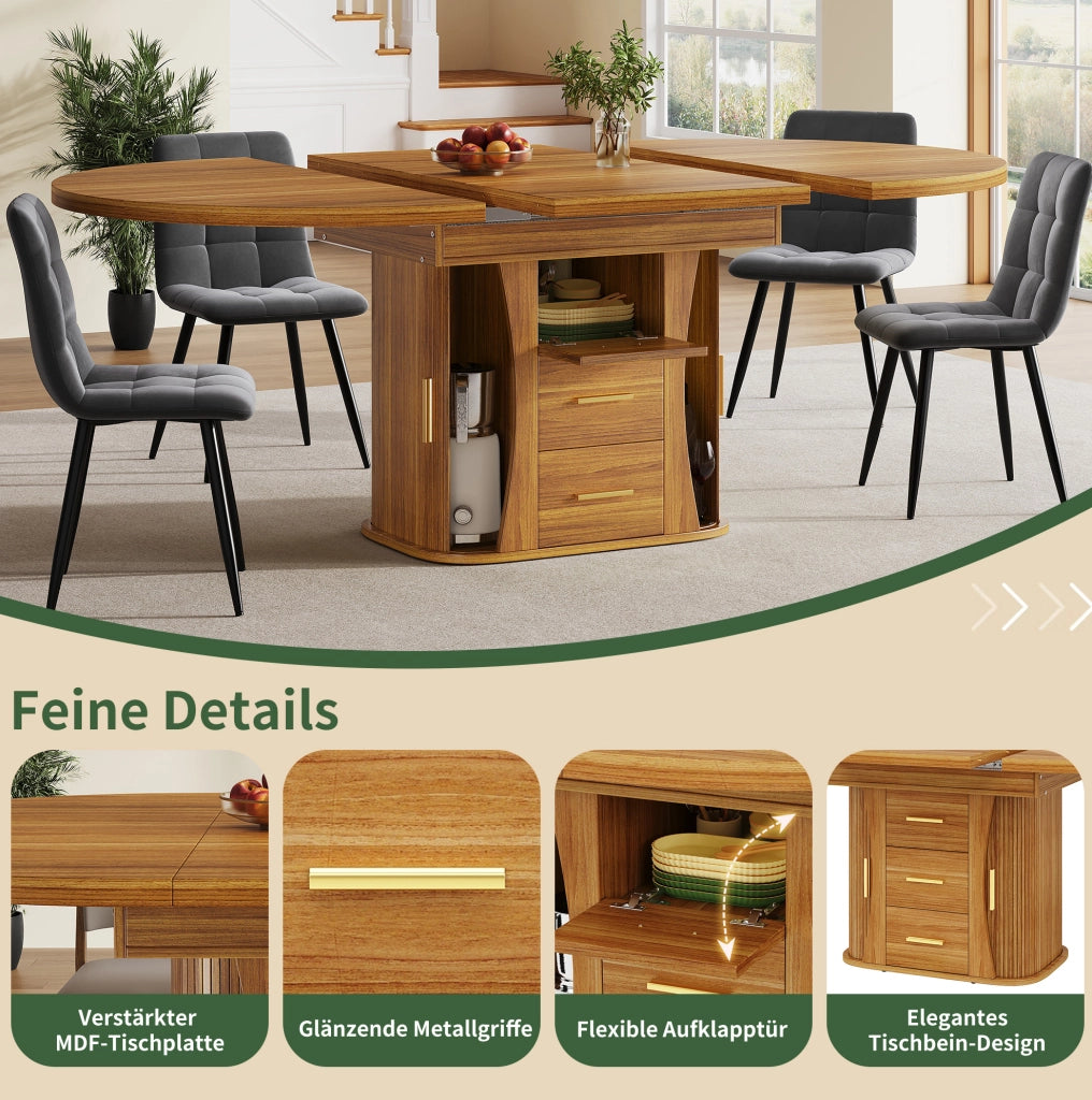 Tavolo allungabile in MDF color noce 118-158 x 118 x 77 cm