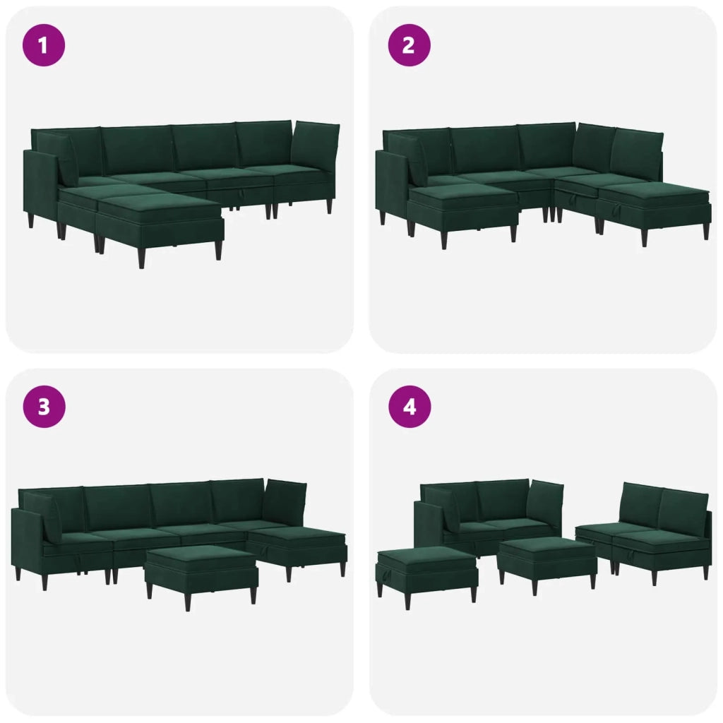 Set di mobili per il soggiorno 6 pcs Verde Scuro Velluto 3413742