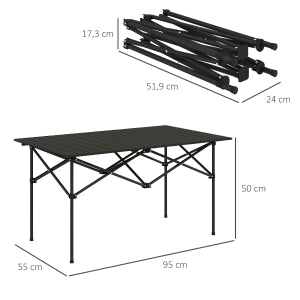 Tavolino Pieghevole da Campeggio ¨C MINIMAL ¨C Alluminio Nero 95x55 cm