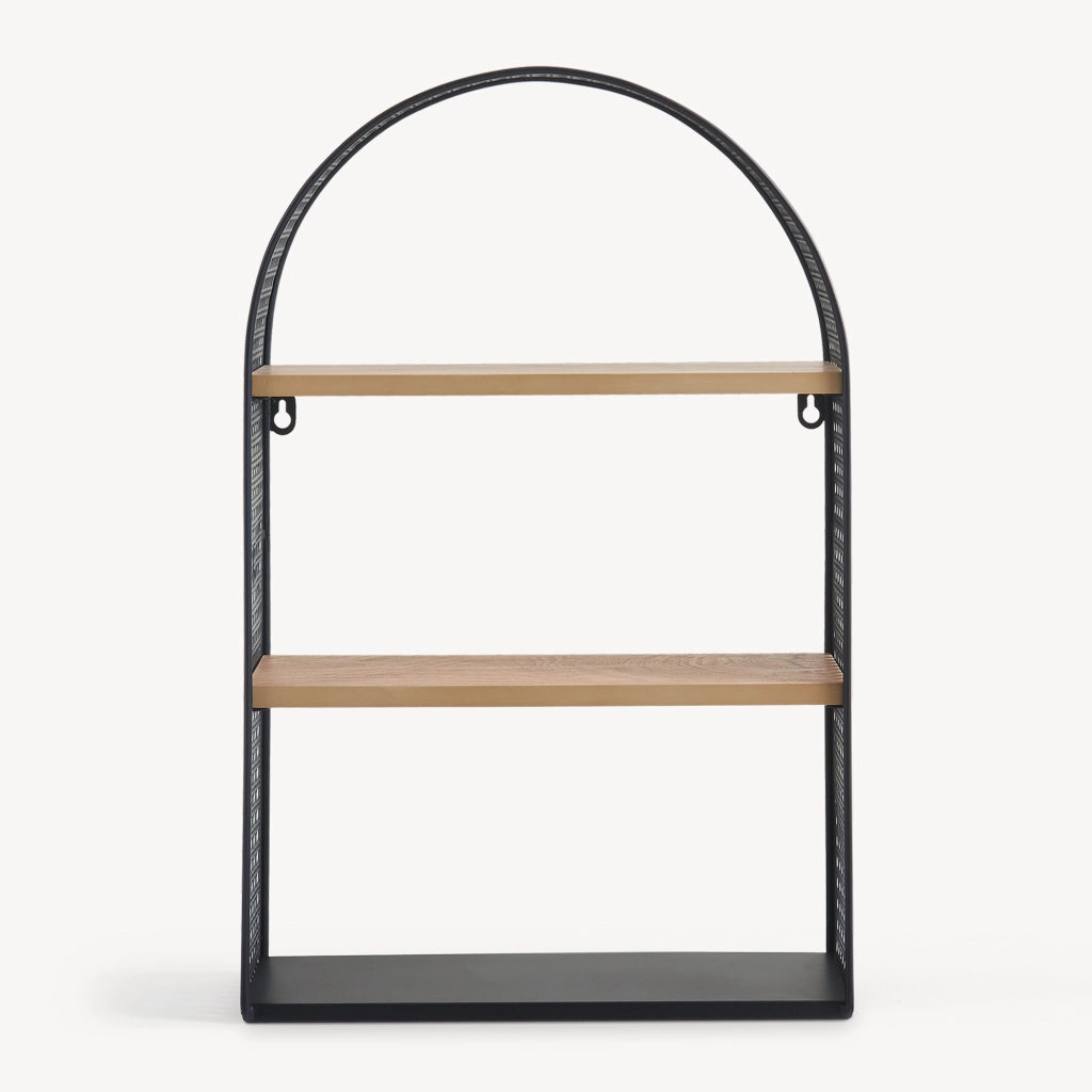 Scaffale da Parete Jäller Design Arcuato Traforato 53x35x14 cm Nero [en.casa]