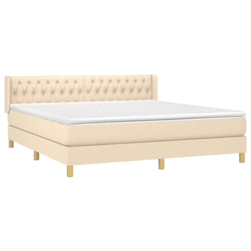 Giroletto a Molle con Materasso Crema 180x200 cm in Tessuto