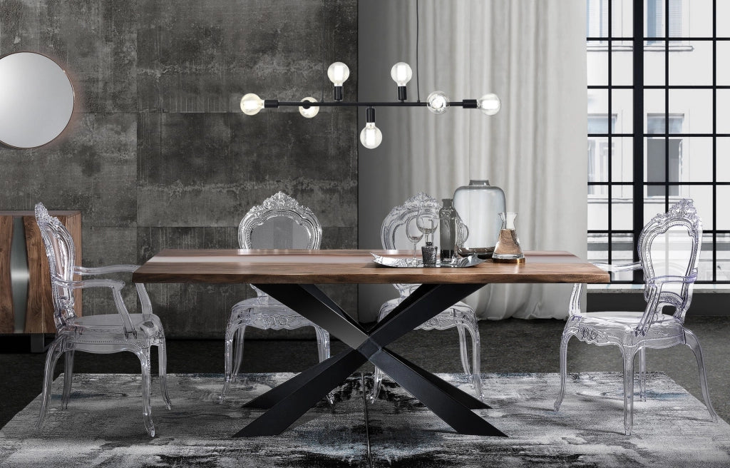Lampadario in acciaio nero cm. L.92 P.9 H.9