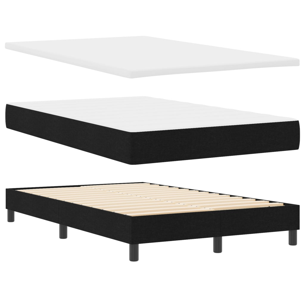 Letto a molle con materasso Nero 120x200 cm Tessuto