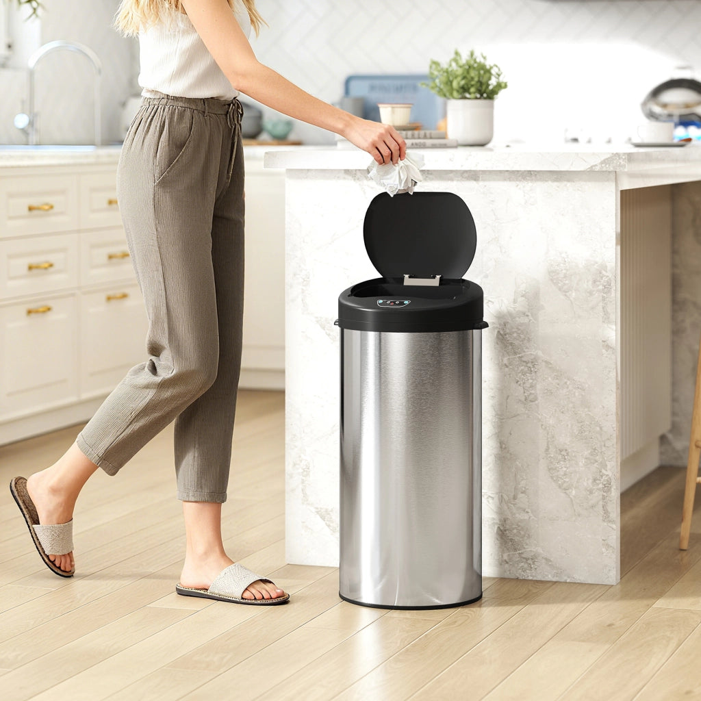Pattumiera automatica da cucina 30L ¨C Xylo ¨C acciaio inox, chiusura soft, 32x30x68cm, argento