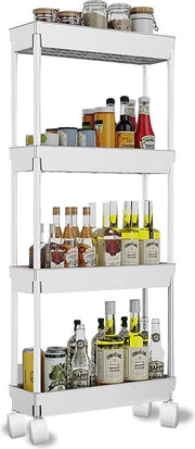 Cucina mobile a 4 livelli, 85 cm alta, ripiano spaziale per bagno e cucina per cucina, ufficio, bagno, cucina mobile sottile, bianca