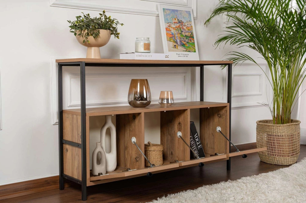 Consolle in legno "Solace" - 120 x 29 x 77 cm - Pino Atlantico Nero