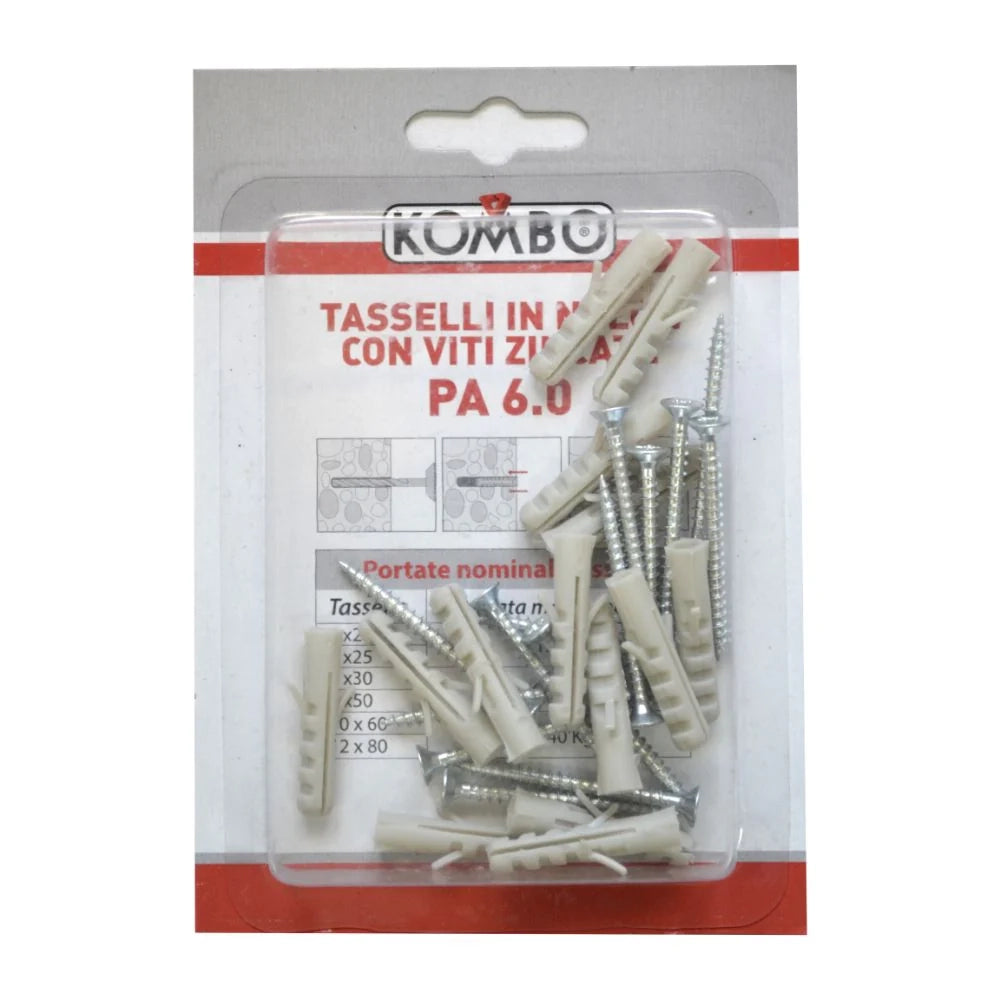 SET 14 VITI + 14 TASSELLI IN NYLON 5 X 25