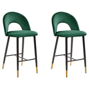 Set di 2 sedie da bar in velluto verde smeraldo stile retrò soggiorno accessori vintage