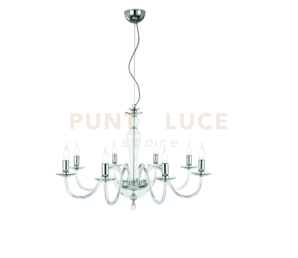 LAMPADARIO PAGANINI 8 LUCI BIANCO CROMO ATTACCO E14 D.84CM