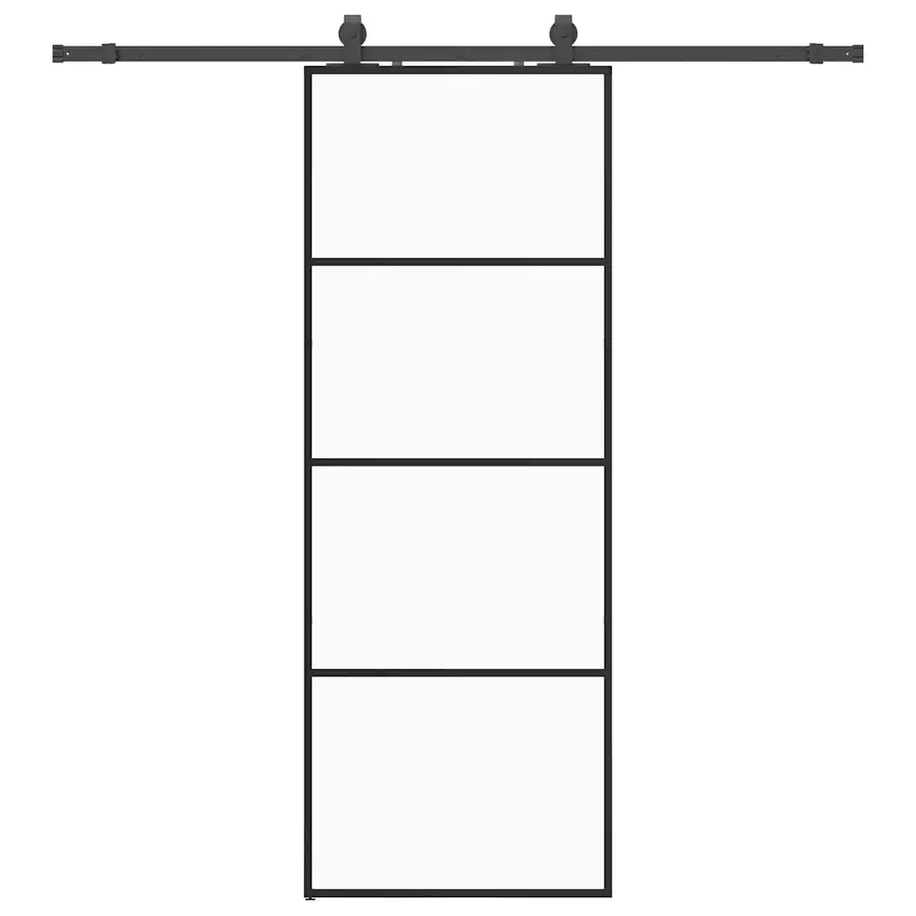 Porta Scorrevole con Ferramenta Nera 76x205 cm in Vetro ESG