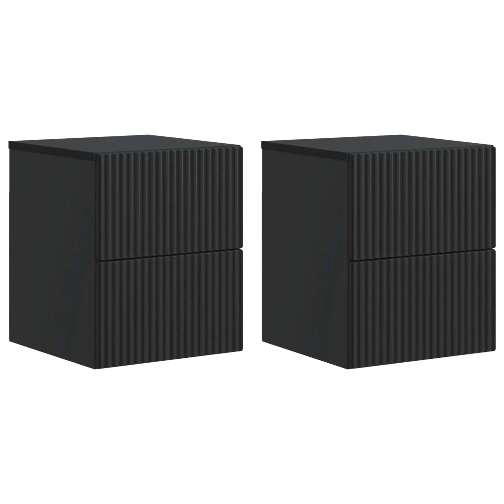 Mobiletto da notte a muro 2 pcs Nero 33 x 34,5 x 40 cm