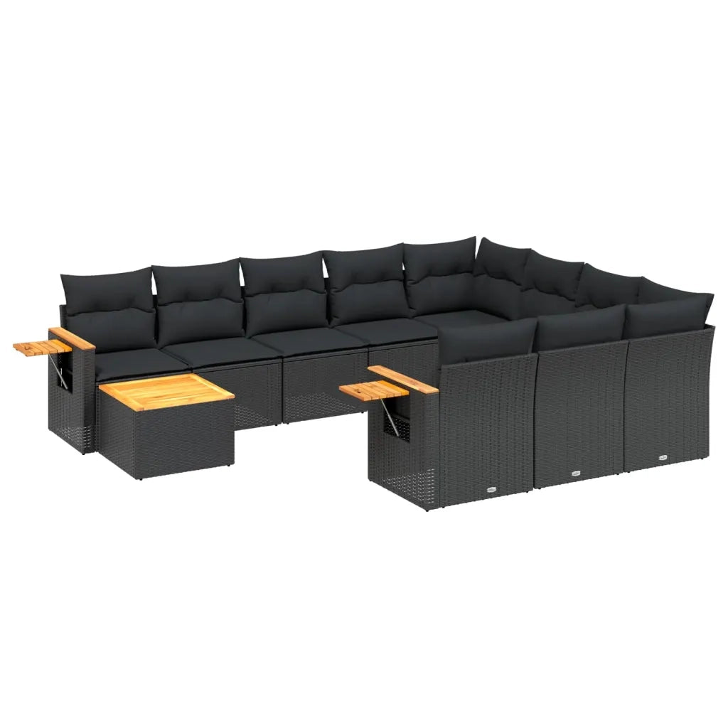 Set Divani da Giardino 11 pz con Cuscini in Polyrattan Nero 3259605