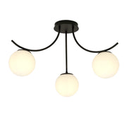Lampada a sospensione BOSTON in acciaio nero e vetro opale