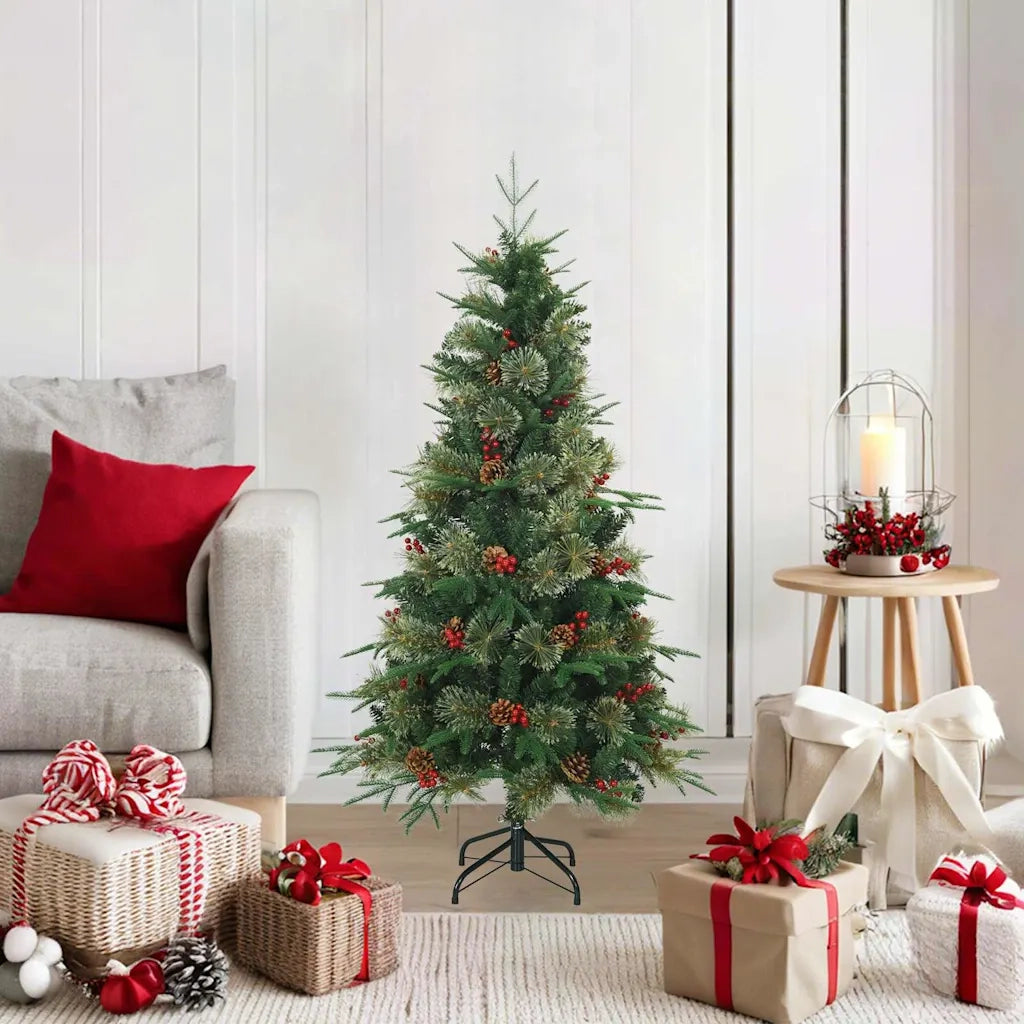 Albero di Natale Artificiale con Rami Pieghevoli Verde 120 cm
