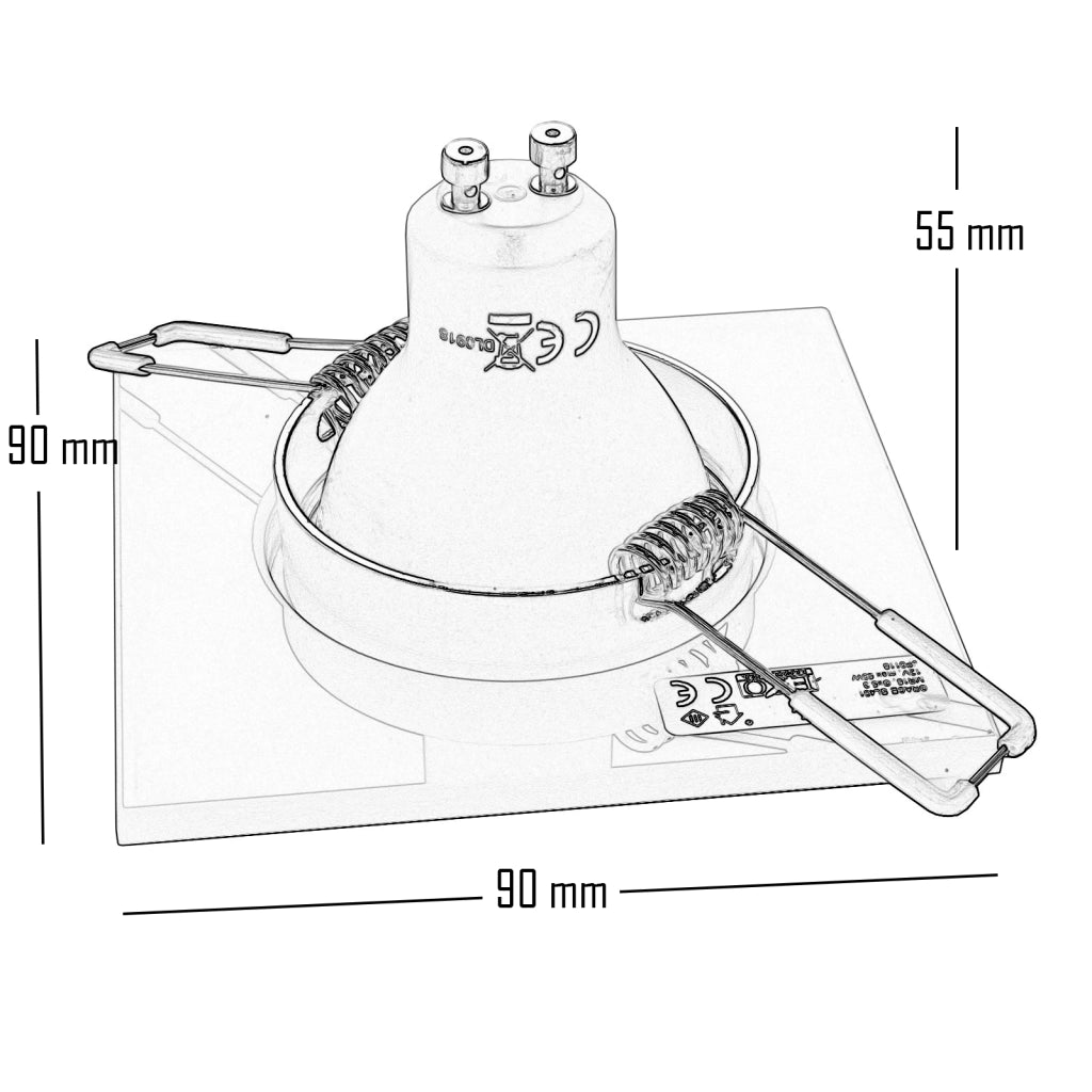 Faretto quadrato incasso vetro luce soffitto mensole vetrine spot LED 5W GU10 LUCE 3000K