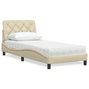 Letto con Materasso Crema 80x200 cm in Tessuto