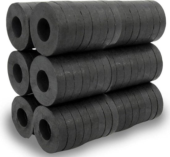 Magnetici ferrosi a cerchio Ø 175 mm x 75 mm x 3 mm - 100 pezzi - magneti cerchio con anello - disco magnetico con giro di foro - industria e fai da te - hobby .