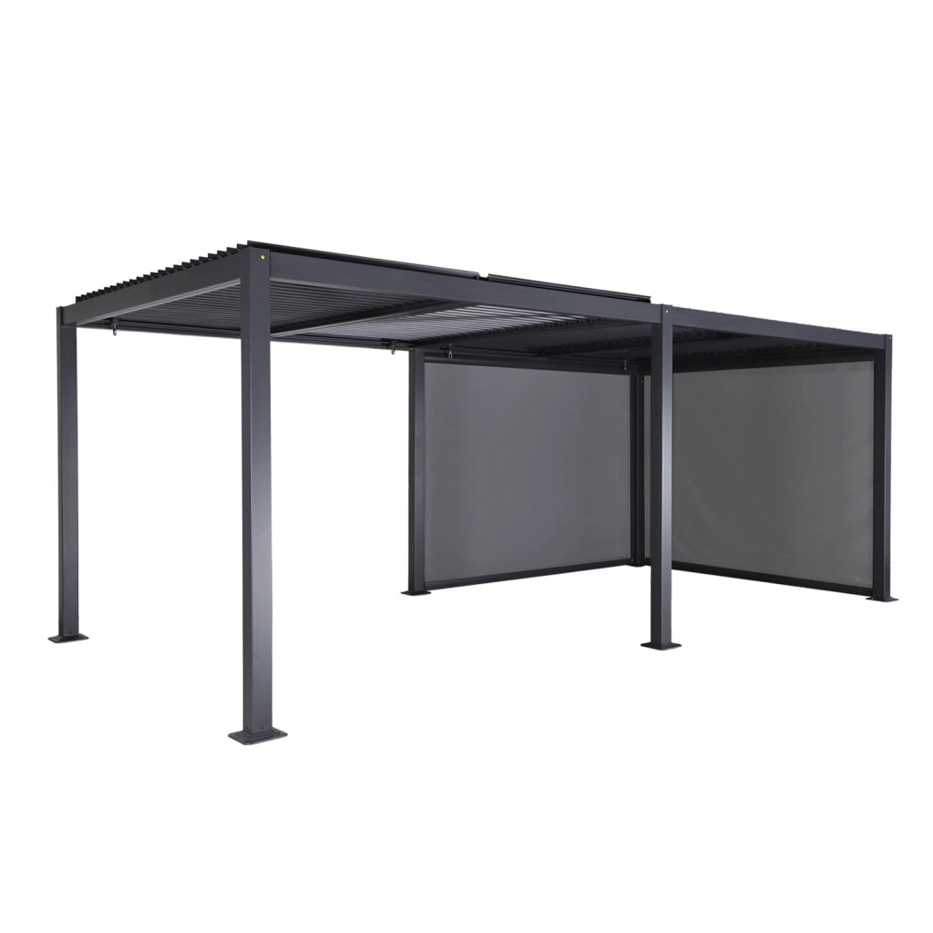 Pergola bioclimatica 3x6m + 2 tende 3m, antracite